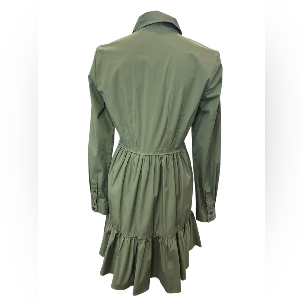 Veronica Beard Delbie Shirt Dress Green Tiered Mini NWT Size 8 - Picture 6 of 10